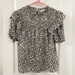 Endless Rose Black and Cream Smocked Top